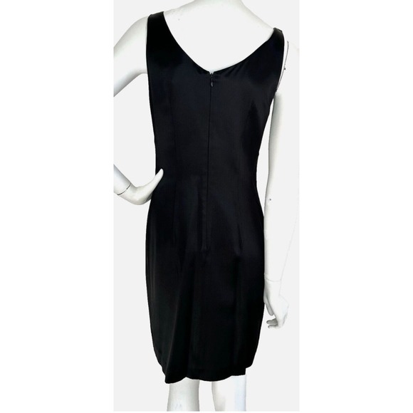 90s Marciano Guess Dress Size 6 Black Satin Made USA Sheath VNeck Sleeveless EUC - Picture 3 of 9